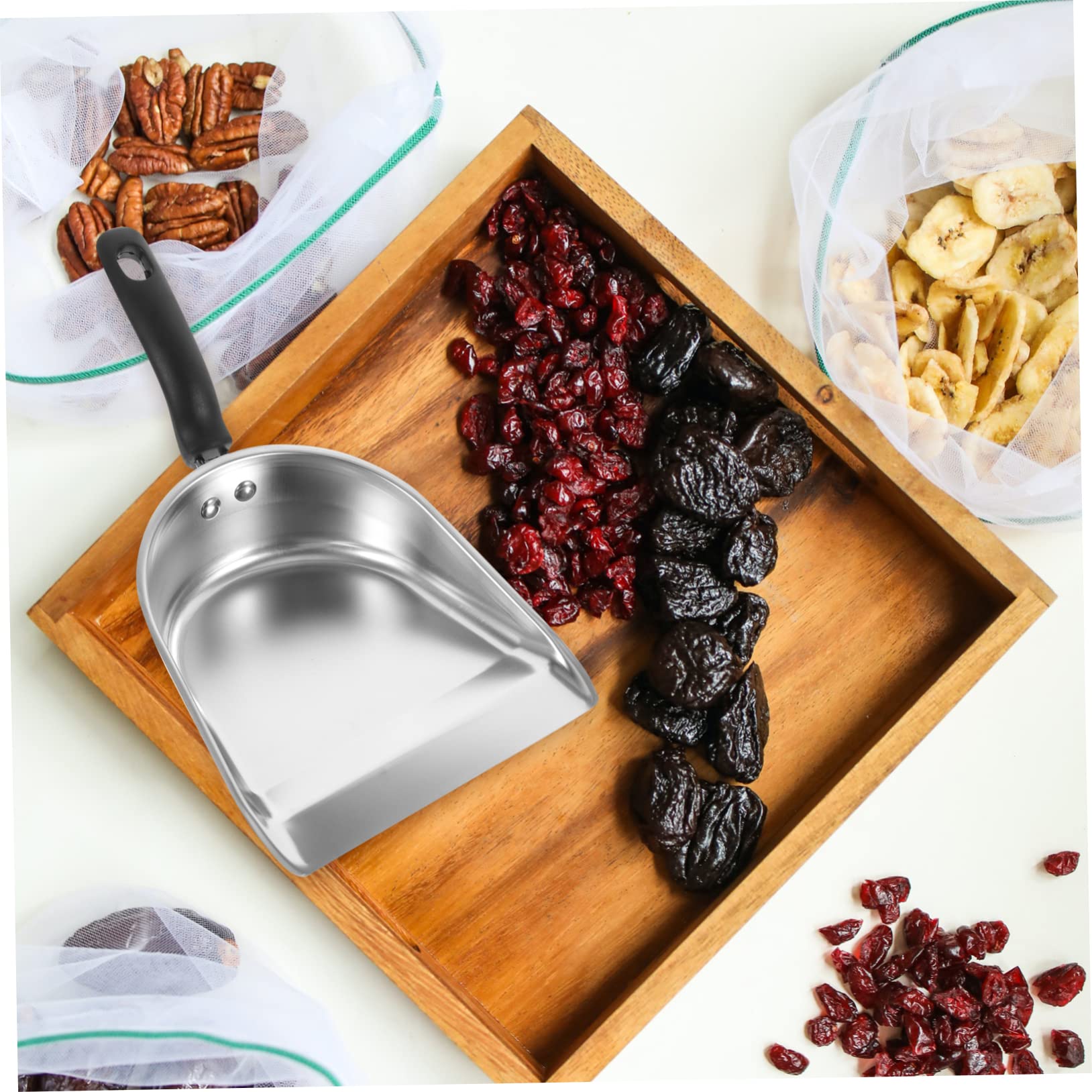 KOMBIUDA Dust Pan Long Handle Handheld Sweep Shovel Heavy Duty Stainless Steel for Home and Commercial Cleaning