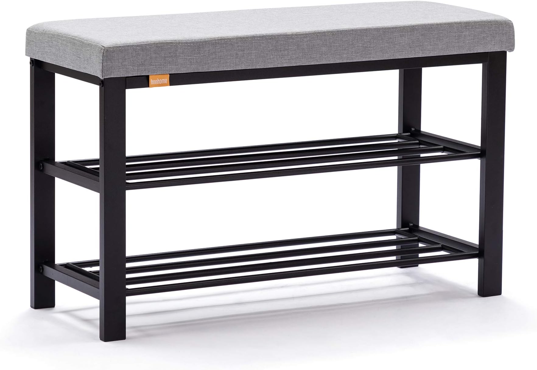 VASAGLE Shoe Bench, Industrial Shoe Rack with 2 Mesh Shelves, Rounded ...