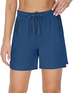 Cakulo Women's Hiking Cargo Bermuda Shorts 5"/7" Quick Dry Lounge Stretch Golf Fishing Walking Shorts with Zipper Pockets