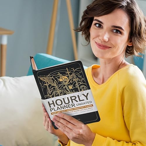 Miniatura 6 de JUBTIC Agenda por horas sin fecha, libro de citas 2024, diario por hora, semanal y mensual, planificador de presupuesto, planificador de horario y