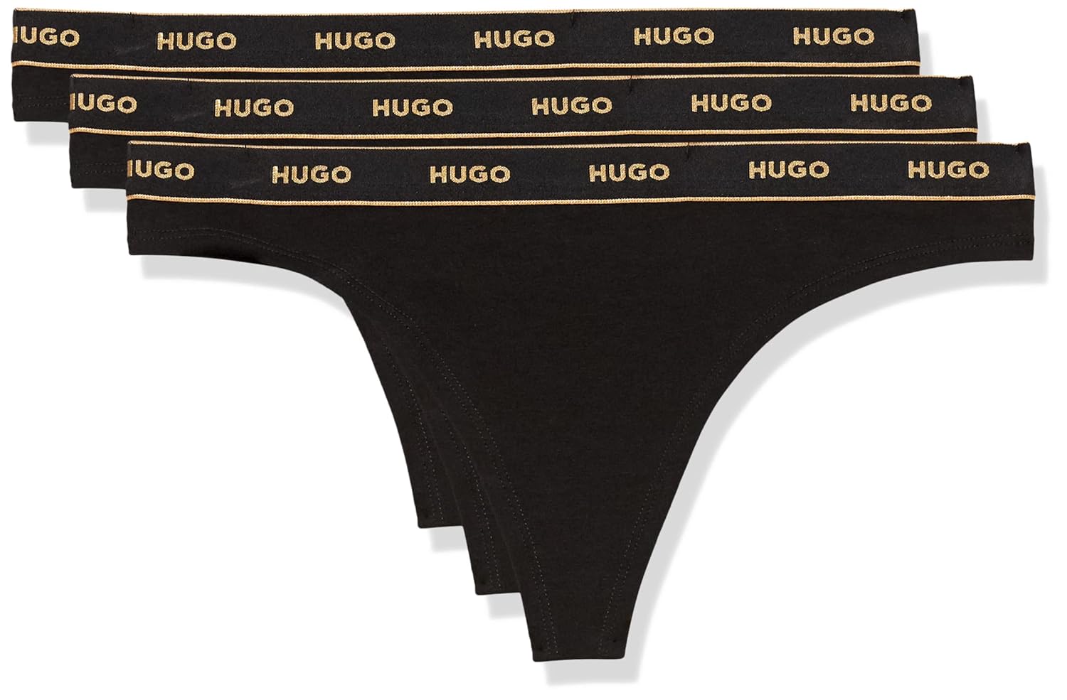 HUGO womens 3-pack Repeat Logo Cotton Stretch Thongs