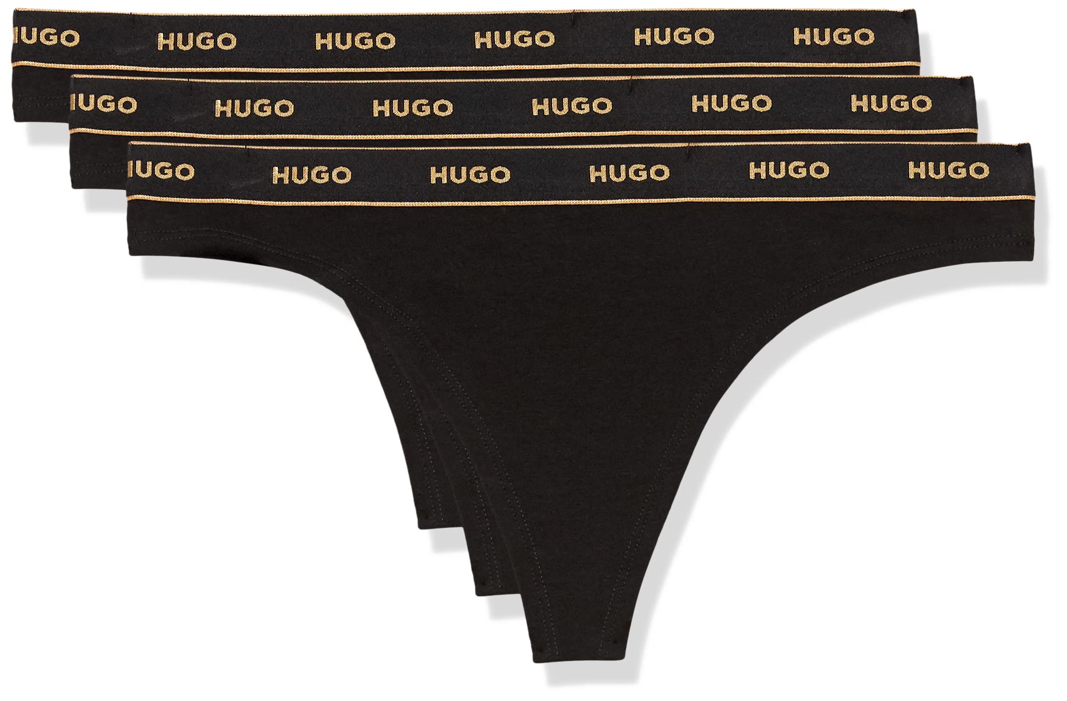 HUGO womens 3-pack Repeat Logo Cotton Stretch Thongs