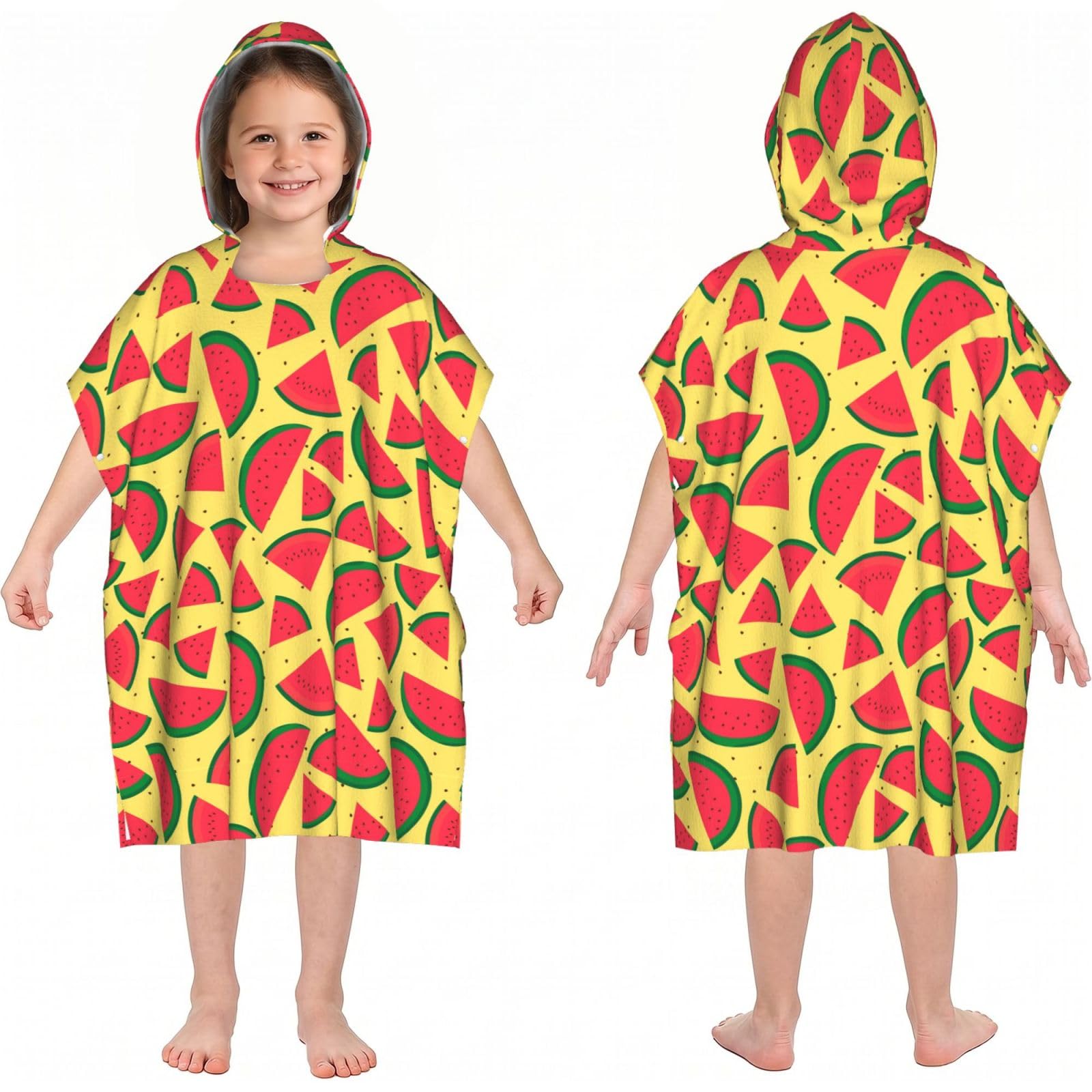 Noble Ren Watermelon Fruits Hooded Kids Beach Towels Girls Boys Swimming Coverings Towels Bath Towels, Bathrobes, And Ponchos Absorb Water Quickly And Dry Well