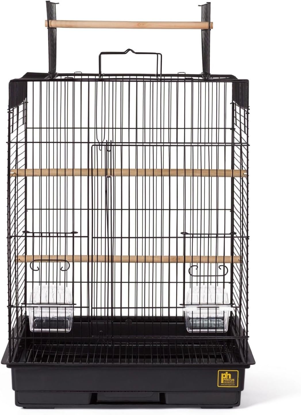 Prevue Pet Products Top Opening Bird Cage - Stand Alone Indoor Birdcage for Parakeets, Cockatiels, Conures, Lovebirds, and Similar Sized Birds, Durable Design with Playtop - Black