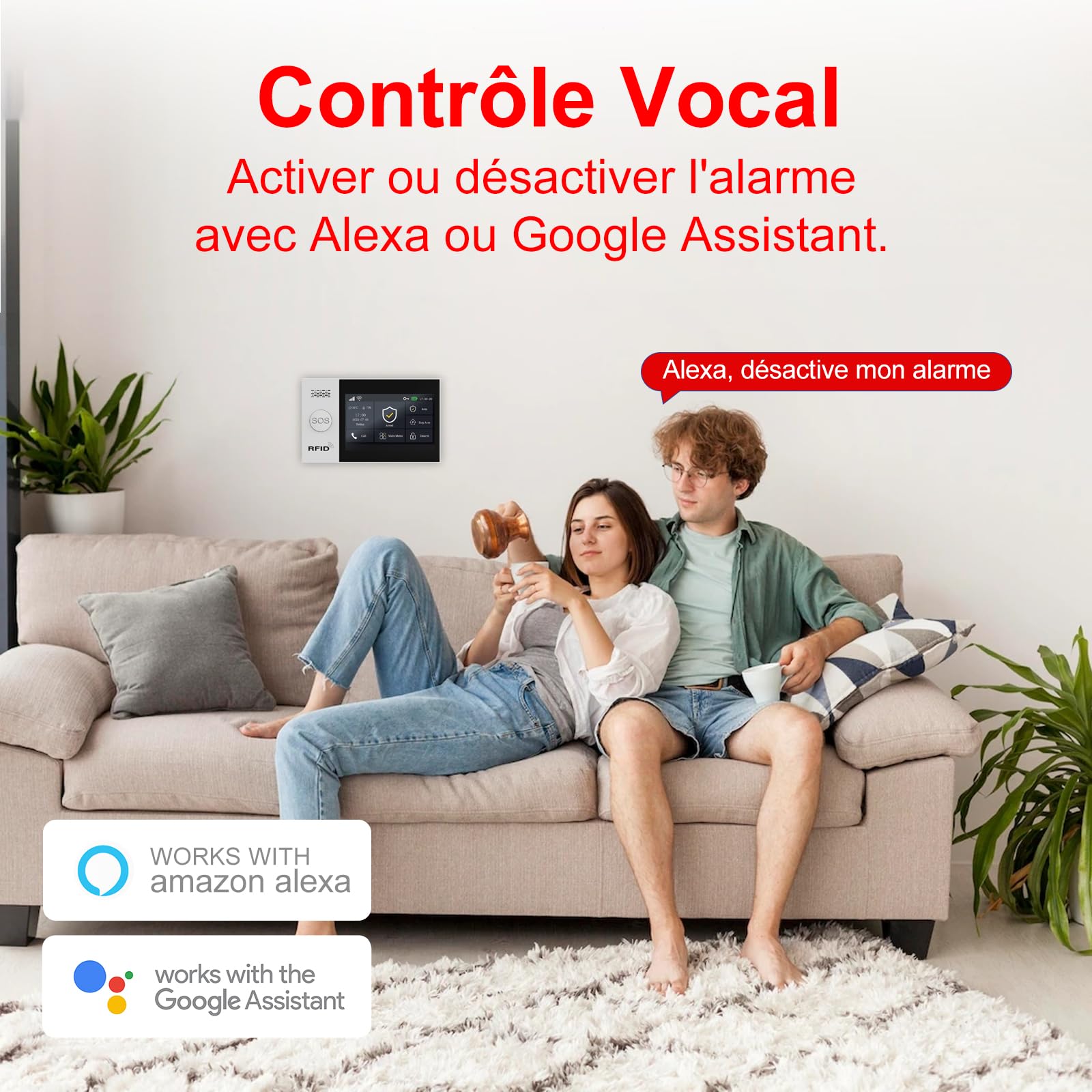 Alarme Maison sans Fil WiFi 4G sans Abonnement, Kit Alarme Maison Connectée 21 Pièces avec Écran Tactile 4,3", Sirène 120 DB, Détecteurs Mouvement et Porte/Fenêtre (Lot de 21 Articles)