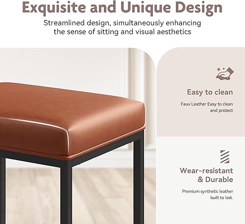 Miniatura 5 de ALPHA HOME Taburetes de bar de 24 pulgadas de altura de mostrador, taburetes de bar tapizados para isla de cocina, taburetes de mostrador con cojín