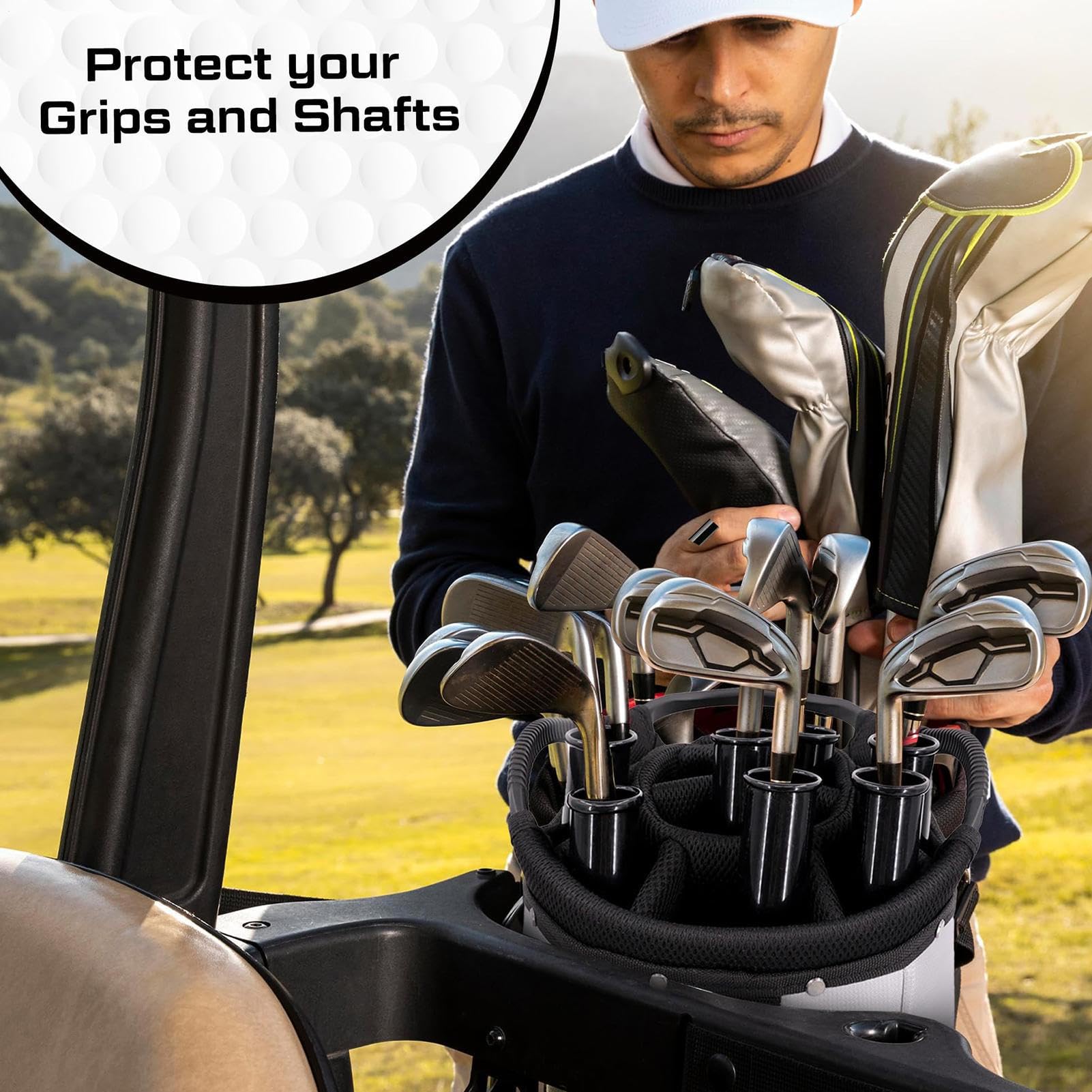 Golfschläger-Röhren – 86,4 cm Golfschläger-Protektoren – Taschenschaft Protektoren – Trennhülsen für Eisenhölzer, Fahrerschutz, reduziert Lärm, Reibung, Organizer-Einsatz für Wagenständer