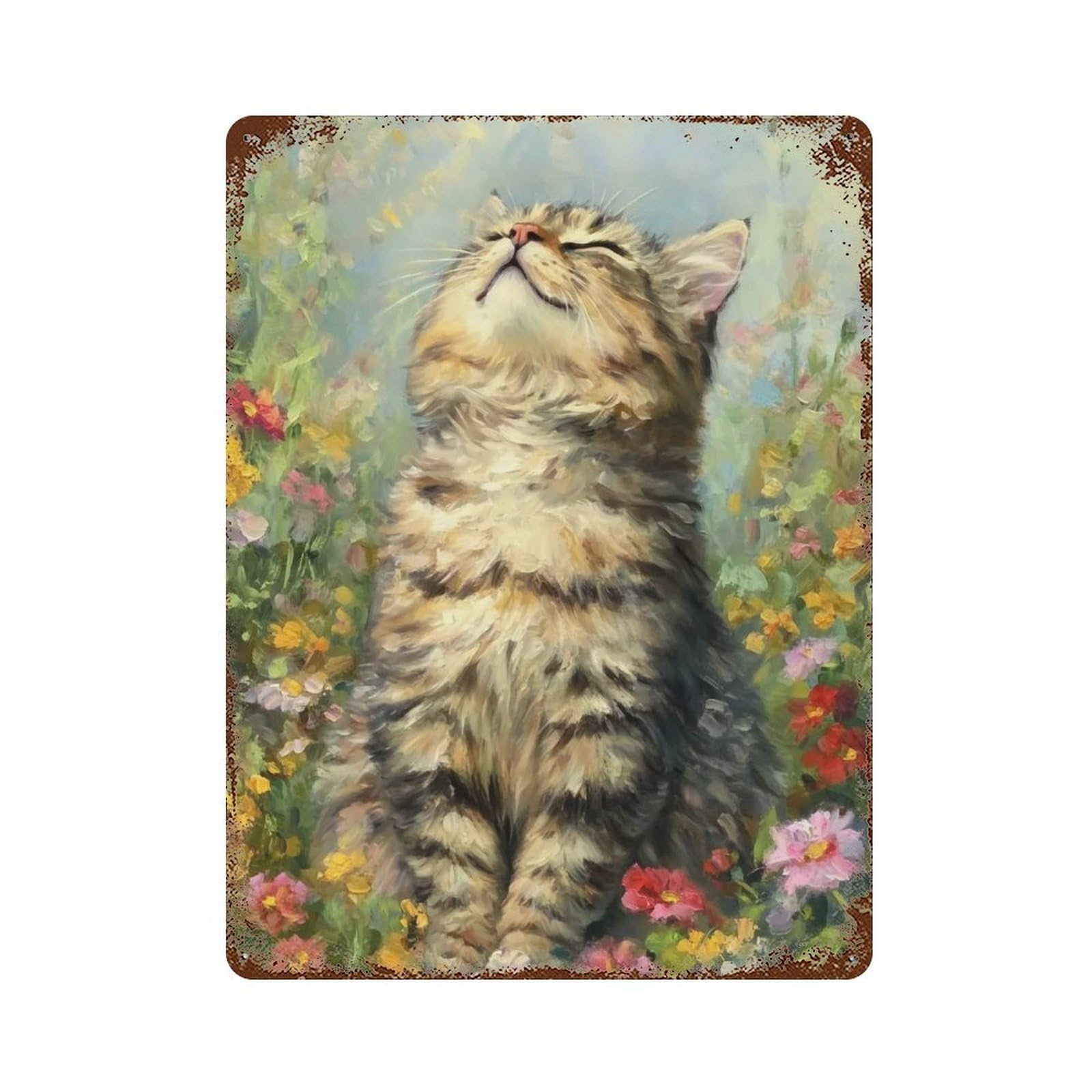 YHGERTKU Blossom & Purr 03 Wall Art Retro Iron Vintage Metal Tin Sign Poster Modern Decor for Living Rooms Gift 40x30cm
