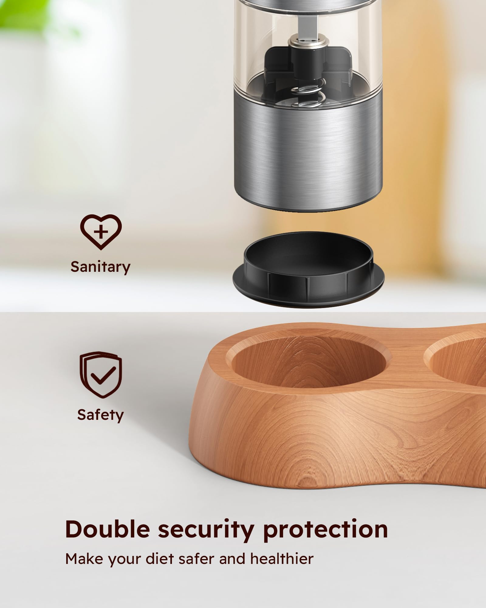 Sangcon Mini Set Macina Sale e Pepe Elettrico con Base in Legno, Ricaricabile USB, Piccolo Macinapepe Automatico, da Viaggio/barbecue/bambini, Controllo con un Pulsante (Acciaio inossidabile)
