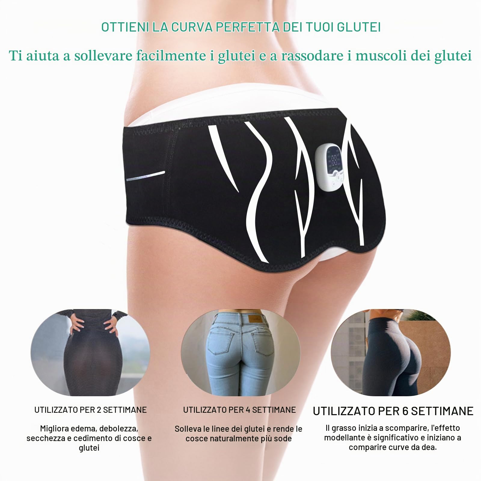 EMS Glute Trainer, Cinture massaggianti ed elettrostimolatori Portatile Intelligente per scolpire Il Corpo, con Telecomando Aiuta a Sollevare, Elettrostimolatore Muscolare per Donne e Uomini