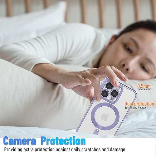 Miniatura 3 de Yetagso Funda magnética para iPhone 14 Pro Max, funda delgada galvanizada transparente para iPhone 14 Pro Max con protección de cámara, a prueba de