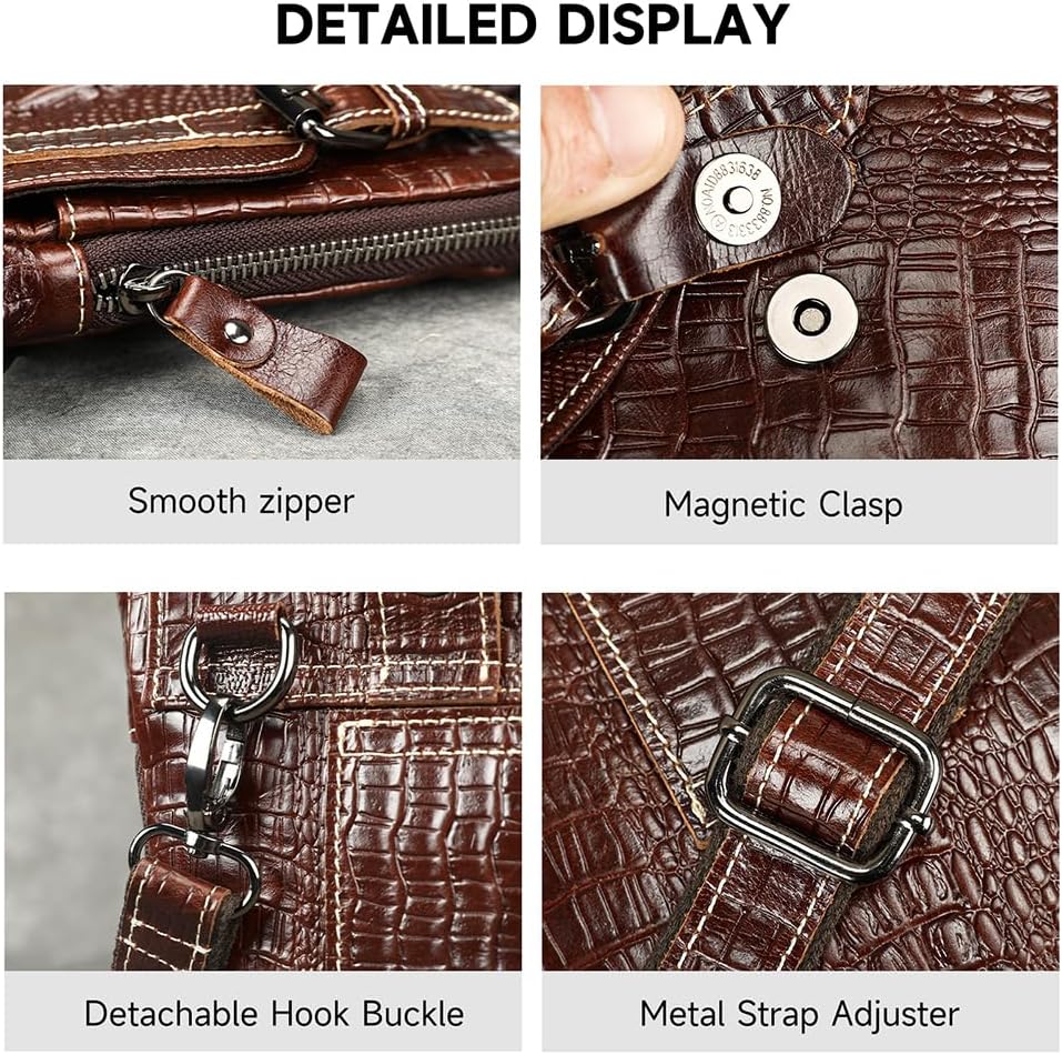 NIUCUNZH Genuine Leather Mini Messenger Bag Crocodile Embossed Small Crossbody Bag Shoulder Sling Bag