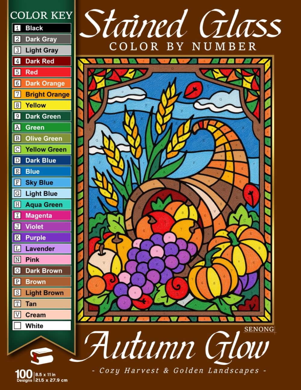 Autumn Glow Stained Glass Color By Number: Cozy Harvest & Golden Landscapes (Stained Glass Color By Number Collection)