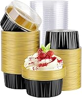 Vista 26 de EUSOAR Moldes desechables de papel de aluminio con tapas, 30 piezas de 5 onzas (4.2 fl oz) de papel de aluminio para magdalenas, tazas para hornear