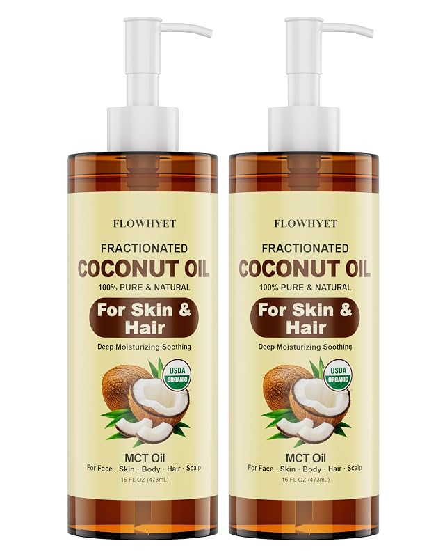 Óleo de coco MCT fracionado orgânico FLOWHYET, 2 frascos de 473 mL