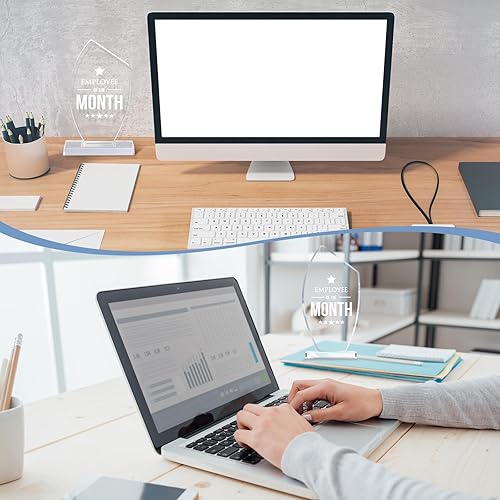 Miniatura 5 de Roowest 6 piezas de letrero para empleado del mes, regalos para compañeros de trabajo, placa para empleado del mes, recuerdo de pisapapeles, lugar