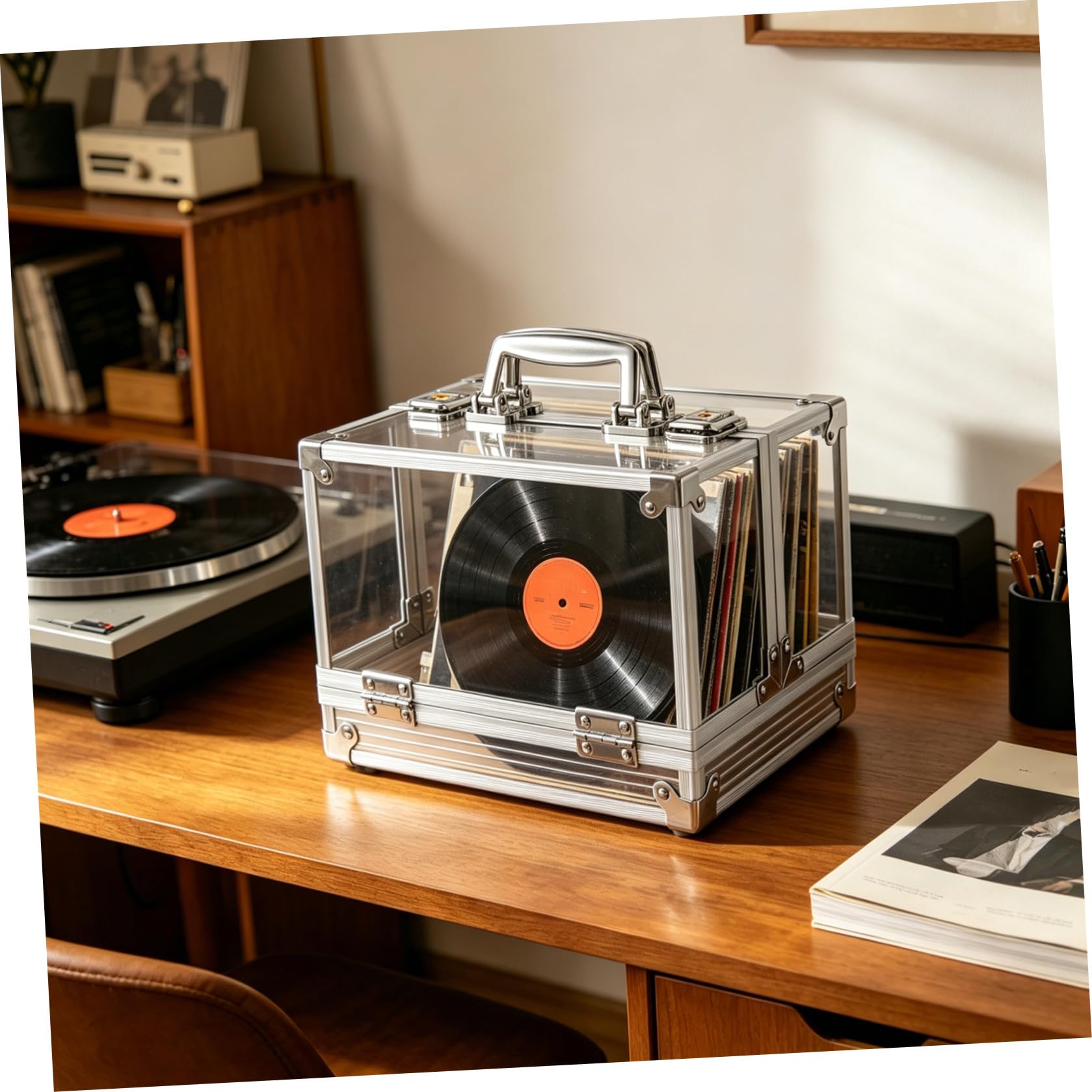 Sosoport Scatola Porta Dischi con Grande Capacità in Vinile Trasparente per Casa Contenitore per CD e Dvd Organizer per Album e Raccolte Musicali