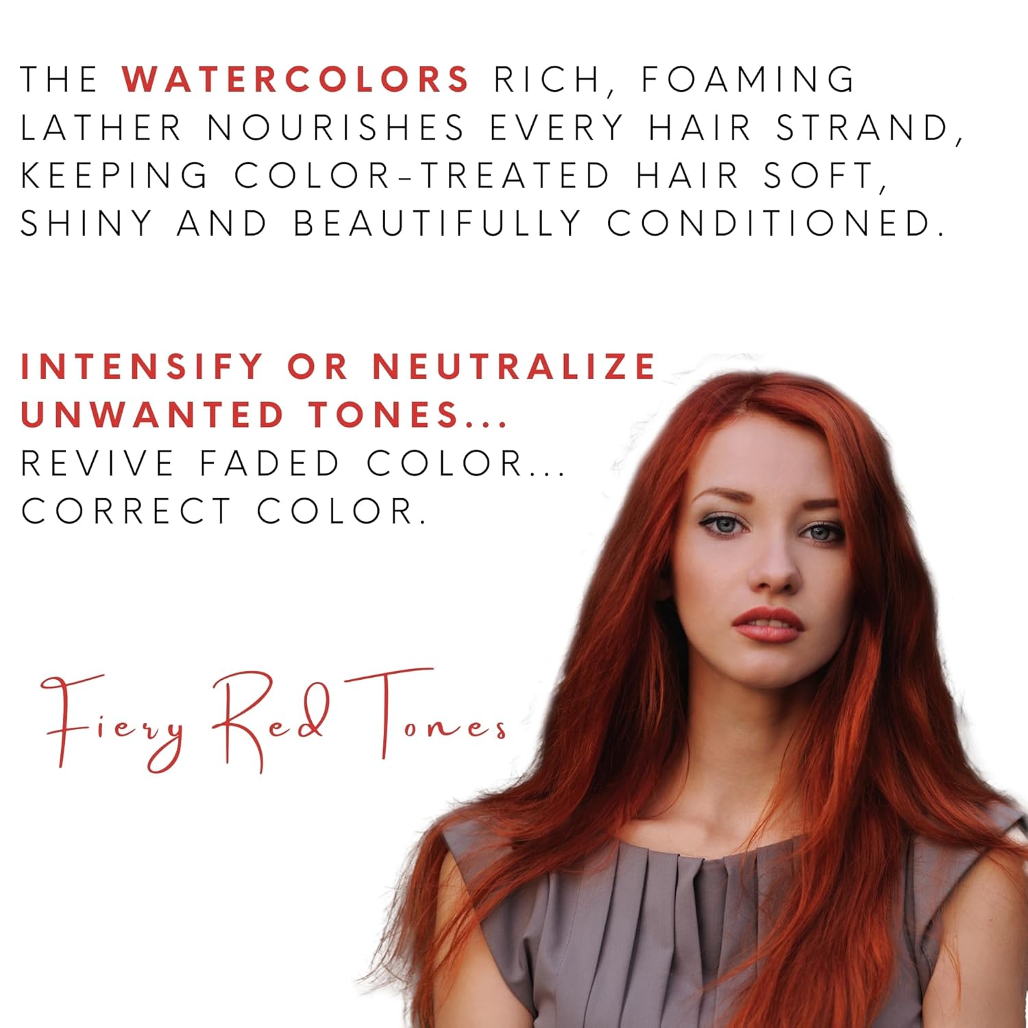 Watercolors Color Depositing Shampoo, Semi Permanent Hair Color 8.5 oz - FLUID FIRE - Image 2