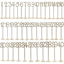 Tinksky 1-40 Wooden Table Numbers with Holder Base for Wedding Home Party Decoration, Pack of 40