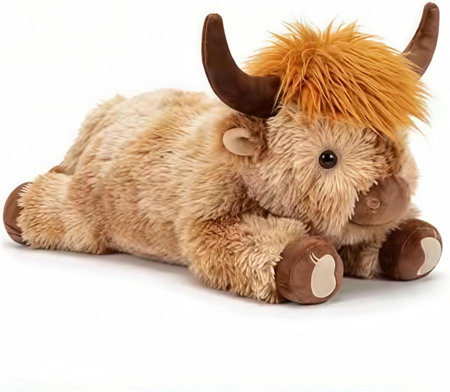 5Lbs Weighted Highland Cow Stuffed Animal, 22×9×7 Inch Plush Toy Pillow, Adorable Weighted Stuffed Animal for Kids & Adults, for Christmas Birthday(Khaki, L)