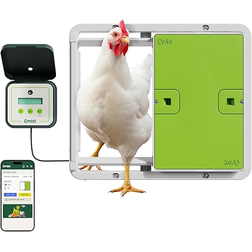 Omlet Smart Automatic Chicken Coop Door Opener | Wi-Fi Enabled | Programmable with App | Operated by Light Sensor or Timer | Easy to Install | Mains or Battery Powered | Built-in Safety Sensors Green