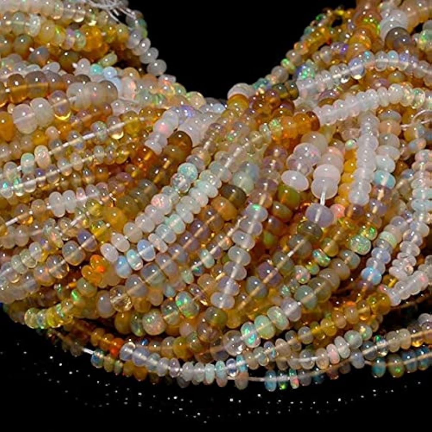 Perles opale éthiopienne de Welo en dégradé de feux de 4mm avec fermoir pour bijouterie fine