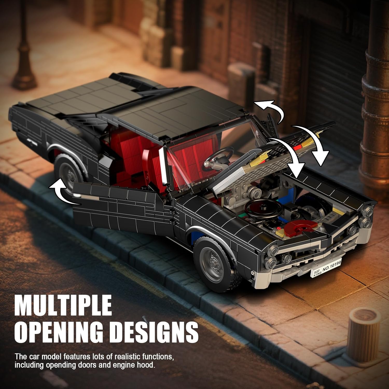 Mould King 10199 Classic Sports Cars Building Sets, MOC Blocks Collectible Car Model Kits, Racing Car Building Kits Birthday Gifts for Adults/Teens 14+ (1,563 Pieces)