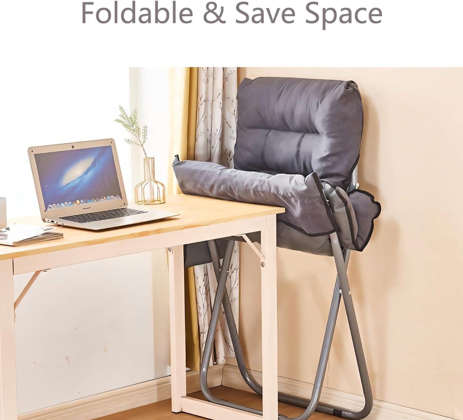 Lazy Chair with Ottoman, Adjustable Lazy Chaise Aluminum Lounge Reclining Armchair Sofa, Comfy Reclining Chair for Living Room, Grey