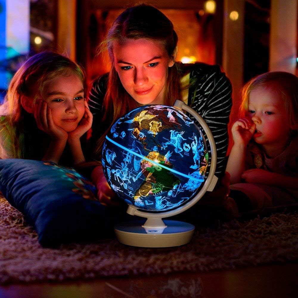 Smart World Globe - 2 In 1 Illuminated Globe with Built-in Augmented Reality Technology, Earth by Day, Constellations by Night,Educational Gift for Child (Colors may vary)