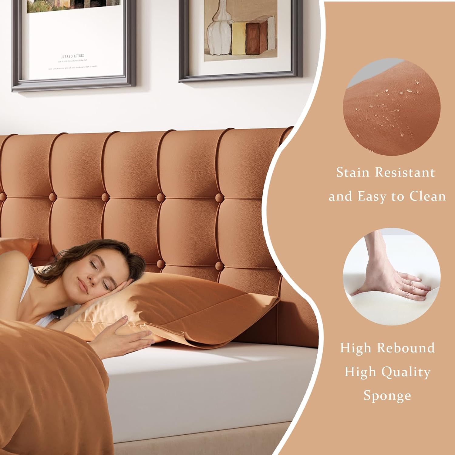 Orange Twin Headboard Pillow for Dorm Bedroom Upholstered Bed Pillows Back Support Cushion Reading Pillow with Bolster Pillow Wall Mounted Headboard Couch Pillows Cozy Room Decor College Essentials