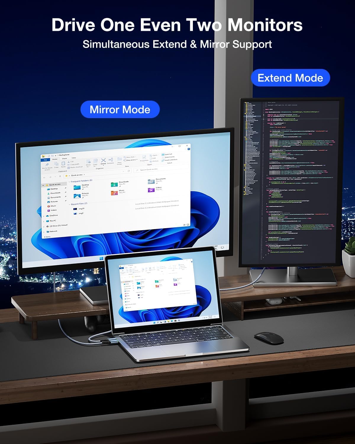 Highwings Cavo USB-C A HDMI 4K, 0,5 Metri, Supporta Thunderbolt 3, Per IPhone 15, MacBook, IPad, Samsung, Nero, Intrecciato