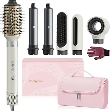 6 in 1 Hair Styler, High Speed Ionic Hair Dryer with Auto-Wrap Curlers, Blow Dryer Oval Brush & Volumizer, No Heat Damage Hot Air Styler for Fast Drying, Curling, Smoothing & Volume