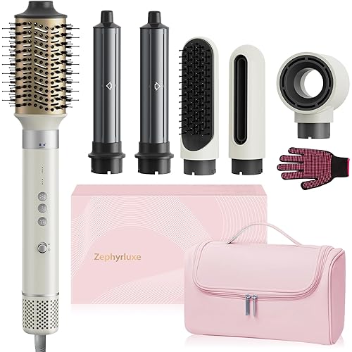 6 in 1 Hair Styler, High Speed Ionic Hair Dryer with Auto-Wrap Curlers, Blow Dryer Oval Brush & Volumizer, Hot Air Styler for Fast Drying,Curling, Smoothing & Volume, Hair Curler with Travel Case