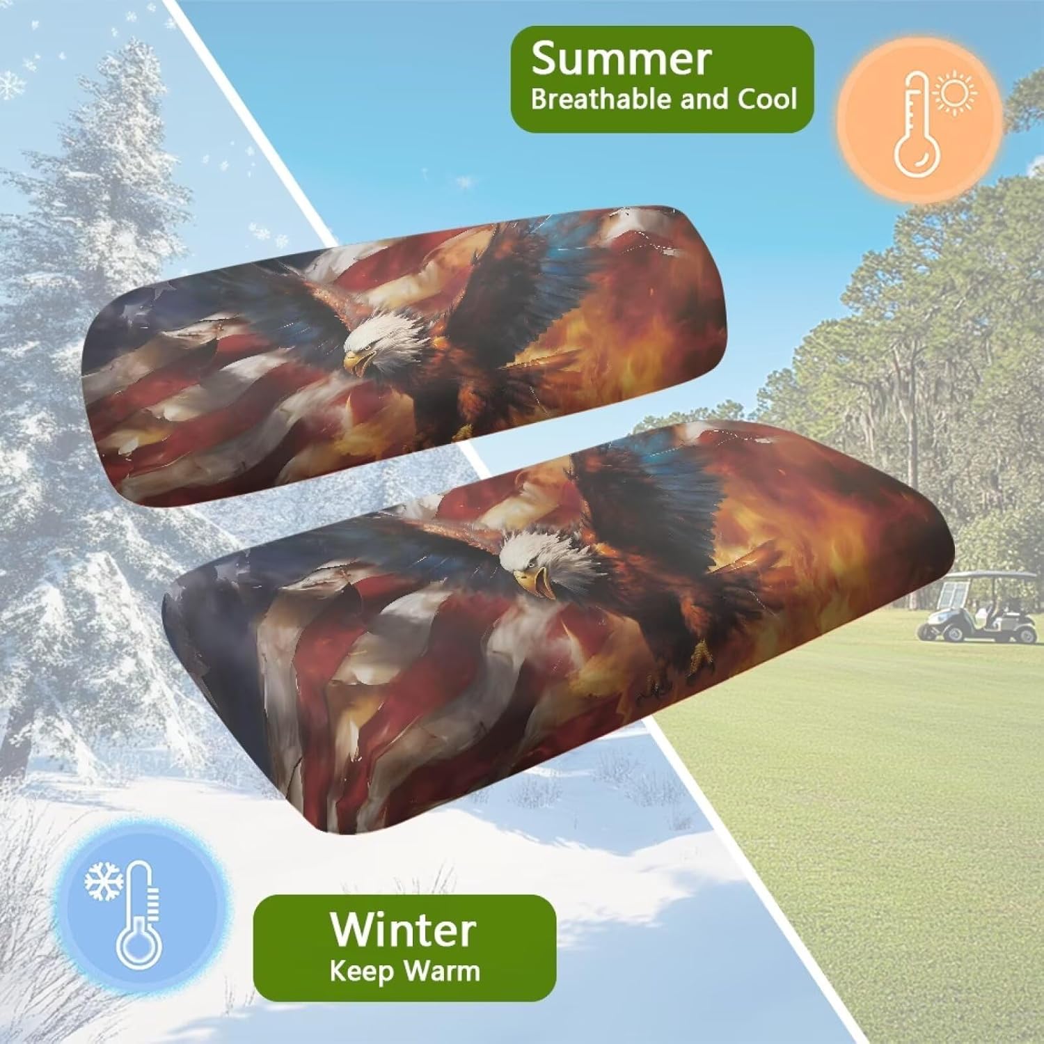 4 Passenger Golf Cart Seat Covers,Stretchy Front Rear Seat Cover Set for Club Car Polyester Fabric Seat Covers