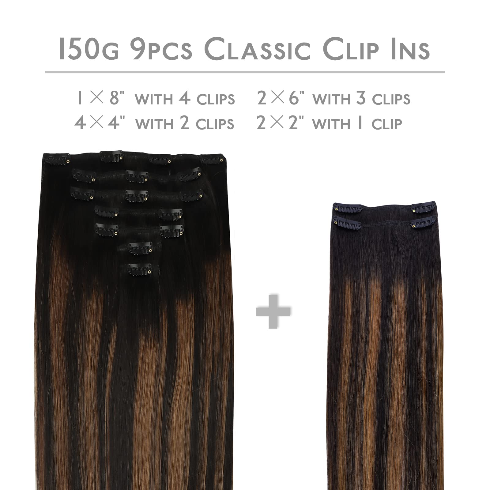 WENNALIFE Clip in Hair Extensions Human Hair 16 Inch 120g 7pcs Dark Brown Hair Extensions Clip in for Women Real Human Hair Double Weft Rallonge Cheveux Humain Extension Real Hair Extensions — view 205
