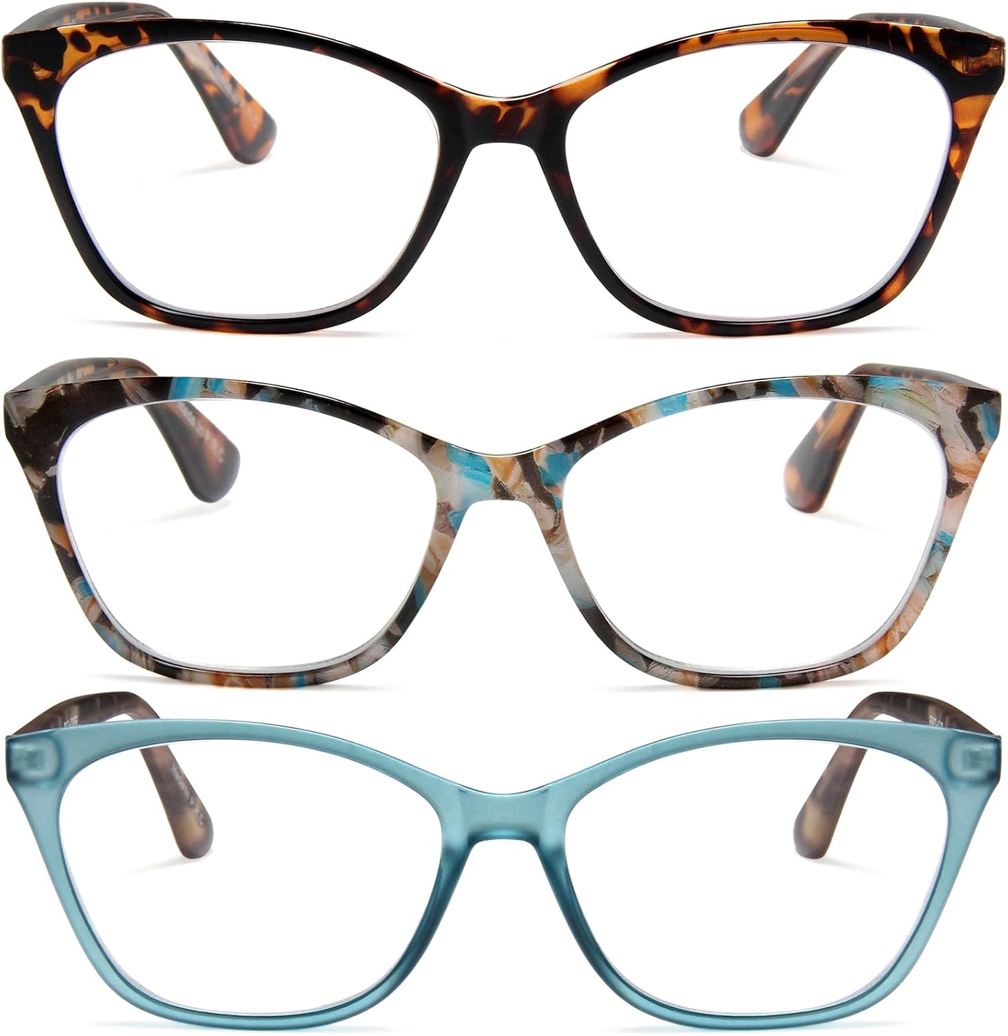 2SeeLife Large Cat Eye Reading Glasses For Women - Medium-Wide Faces, Durable Frame, Spring Hinges