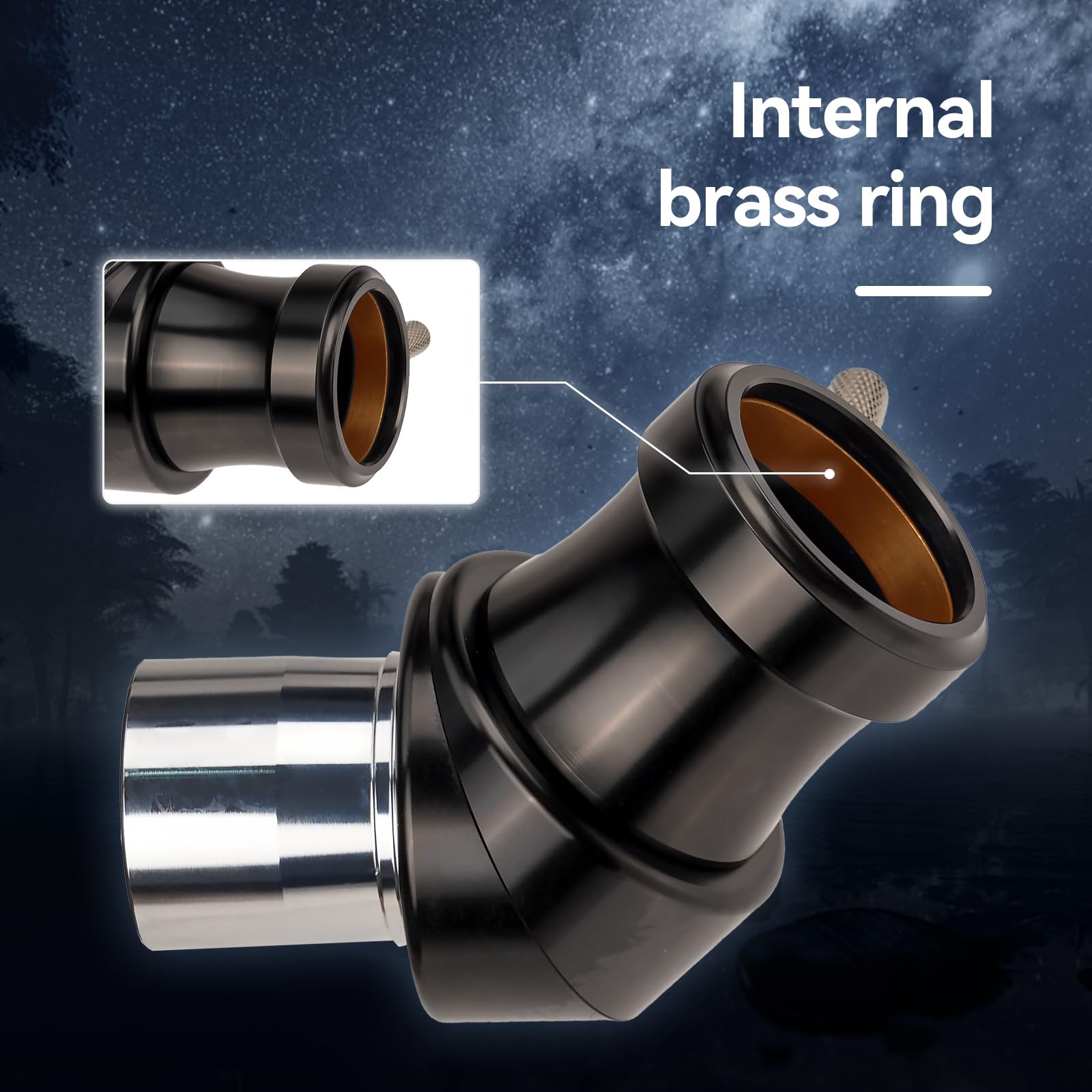 Svbony SV222 Adaptateur Diagonal, 1.25" Miroir Zénith 45° Prisme Diagonal Métallique avec Anneau de Pressage en Laiton Accessoires de Télescope pour Observations Astronomiques