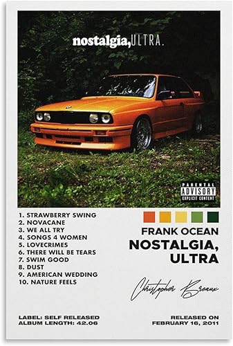 KJV Frank Ocean Nostalgia Ultra - Póster de Nostalgia para decoración de dormitorio, 16 x 24 pulgadas (15.7 x 23.6 in), estilo sin marco