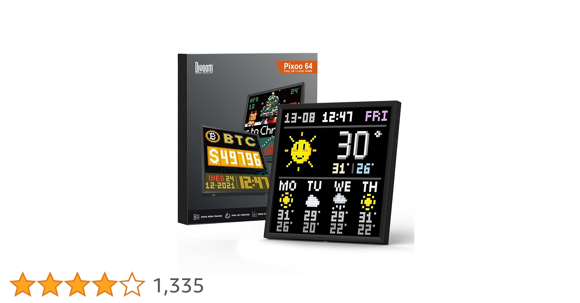 Divoom Pixoo-64 WiFi Pixel Art Screen with LED Panel 64x64