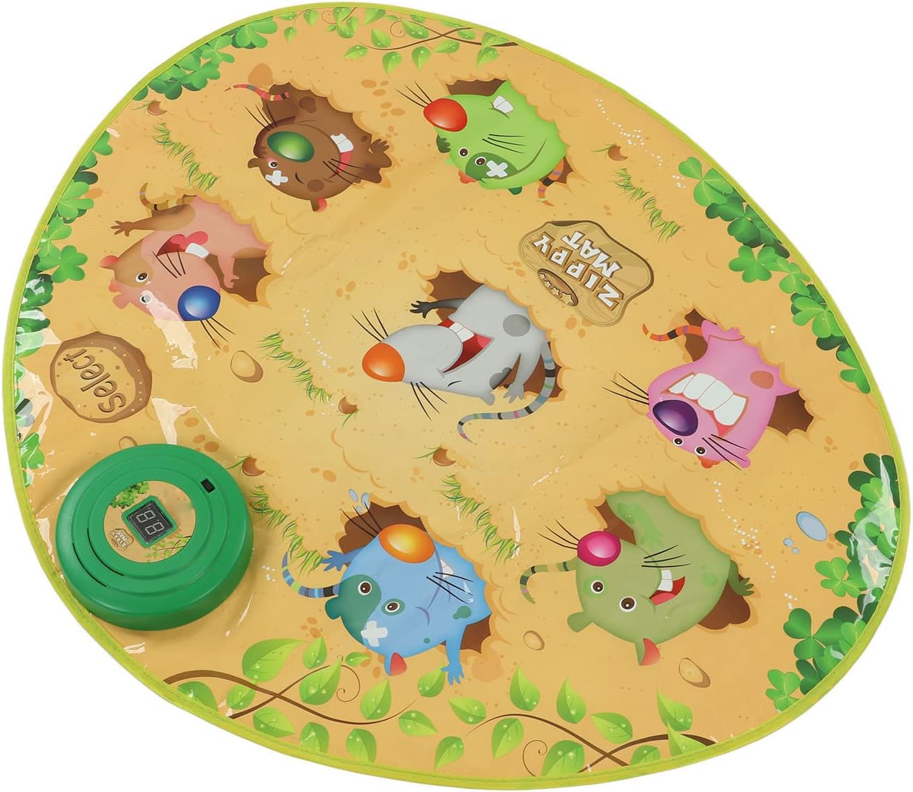 Focket Whack A Mole Mat, 3 Modes LED Interactive Whack Pounding Play Mat Toy, Game with Hammer and Instruction Book for Kids Family Fun