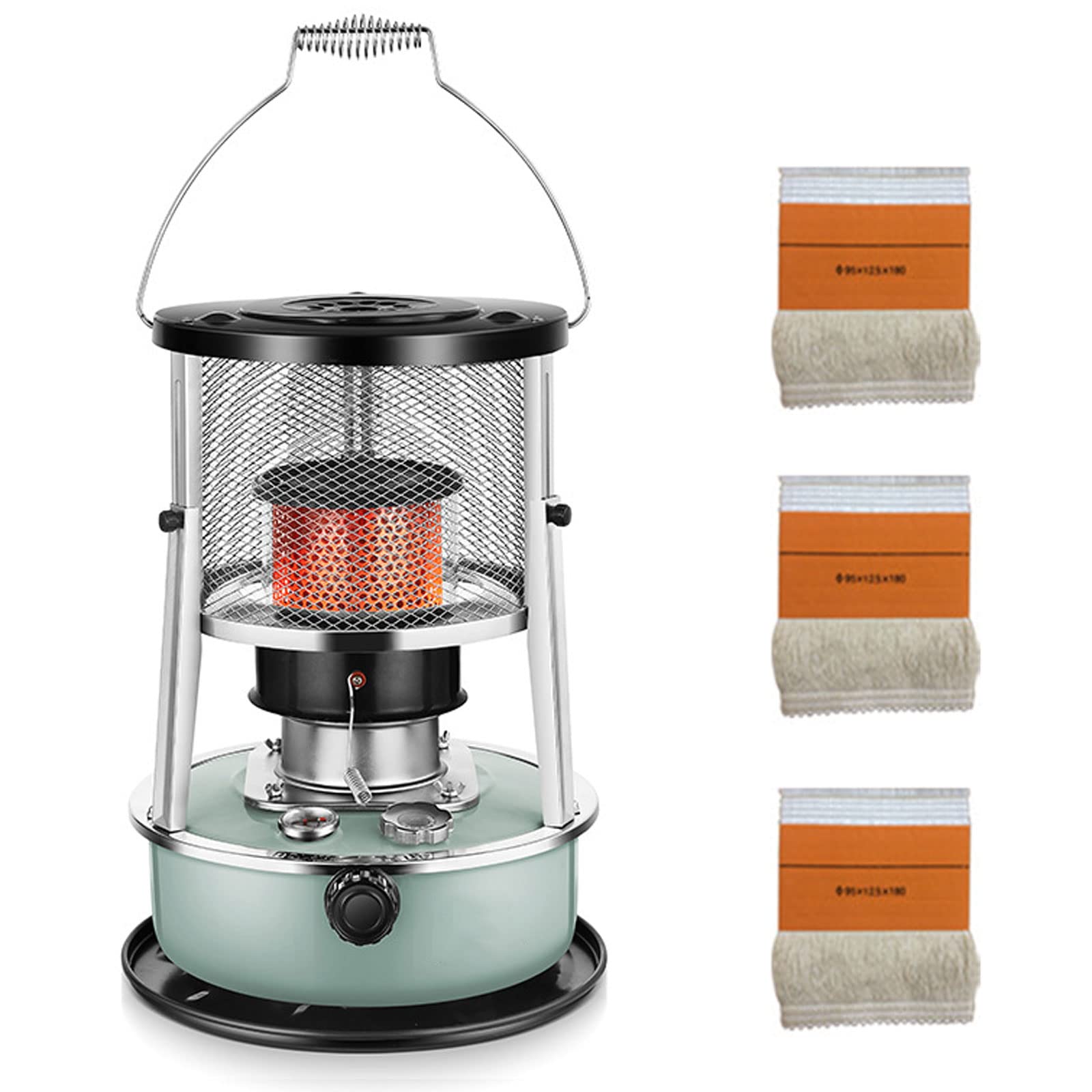 Portable Kerosene Heater 2.6KW 5.2L Tank – 20-25Hr Burn Time, Adjustable Height, Stainless Iron, Indoor/Outdoor Use For Camping, Garage, Basement, Emergency Heat