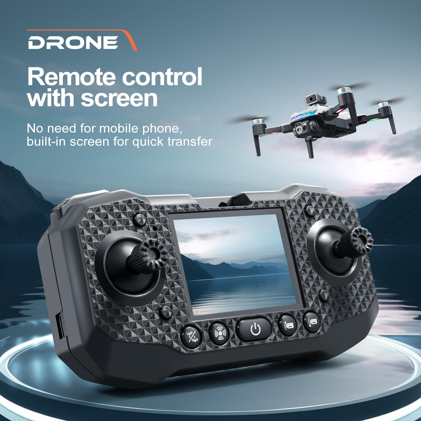 S160 Drone Pieghévole con Telecomando a Schermo Integrato - Doppia Camera HD 90°, Evitamento Ostacoli 4 Direzioni, Motore Brushless, Volo Stabile a Flusso Ottico, Autonomia 13 Min (black)