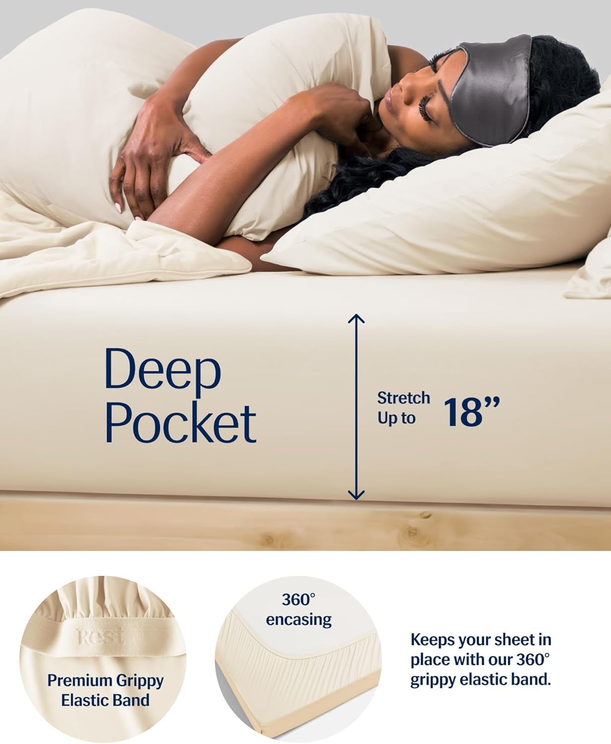 Rest® Evercool®+ Cooling Comforter Set, King Size Snow Ivory, 4pcs with Cooling Blanket, Wrinkle-Free Deep Pocket Fitted Sheet, 2 Silver-Infused Pillowcases for Skin and Hair Bed Set for Ultra Comfort