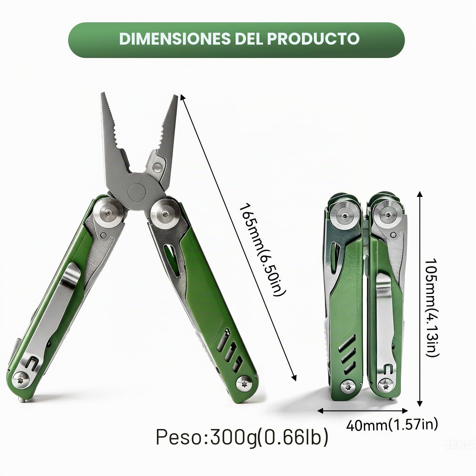 Multitarea 18 en 1 con cuchillo: herramienta multifuncional de acero inoxidable para uso diario (EDC)