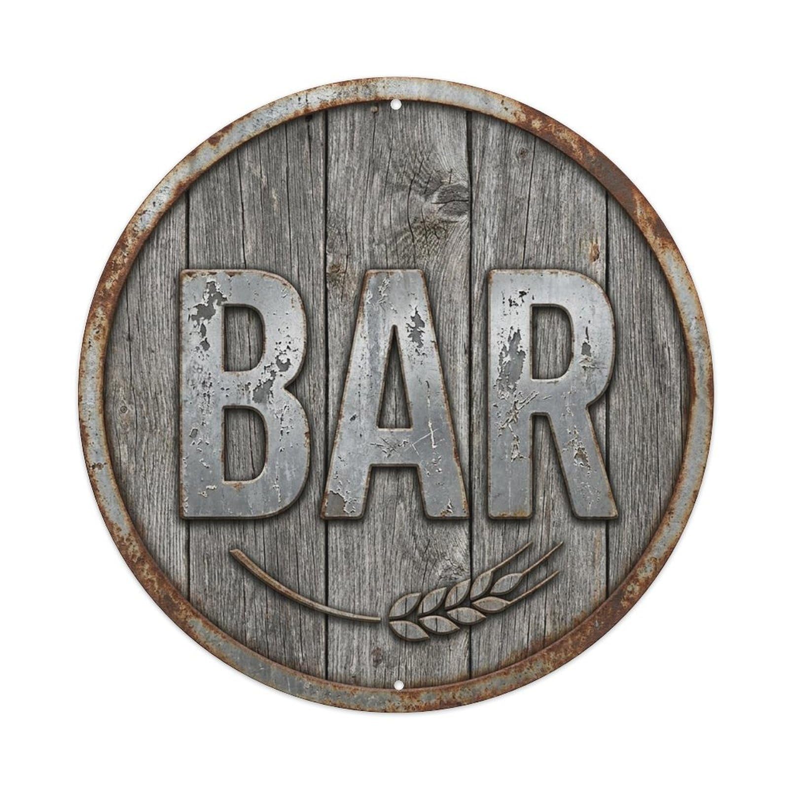 Vintage Beer BAR Barnwood Gray Retro for Pub Vintage Metal Tin Sign Plaque Wall Decor for Cafe, Club Bar, Office, Garden Metal Poster 8x8Inch