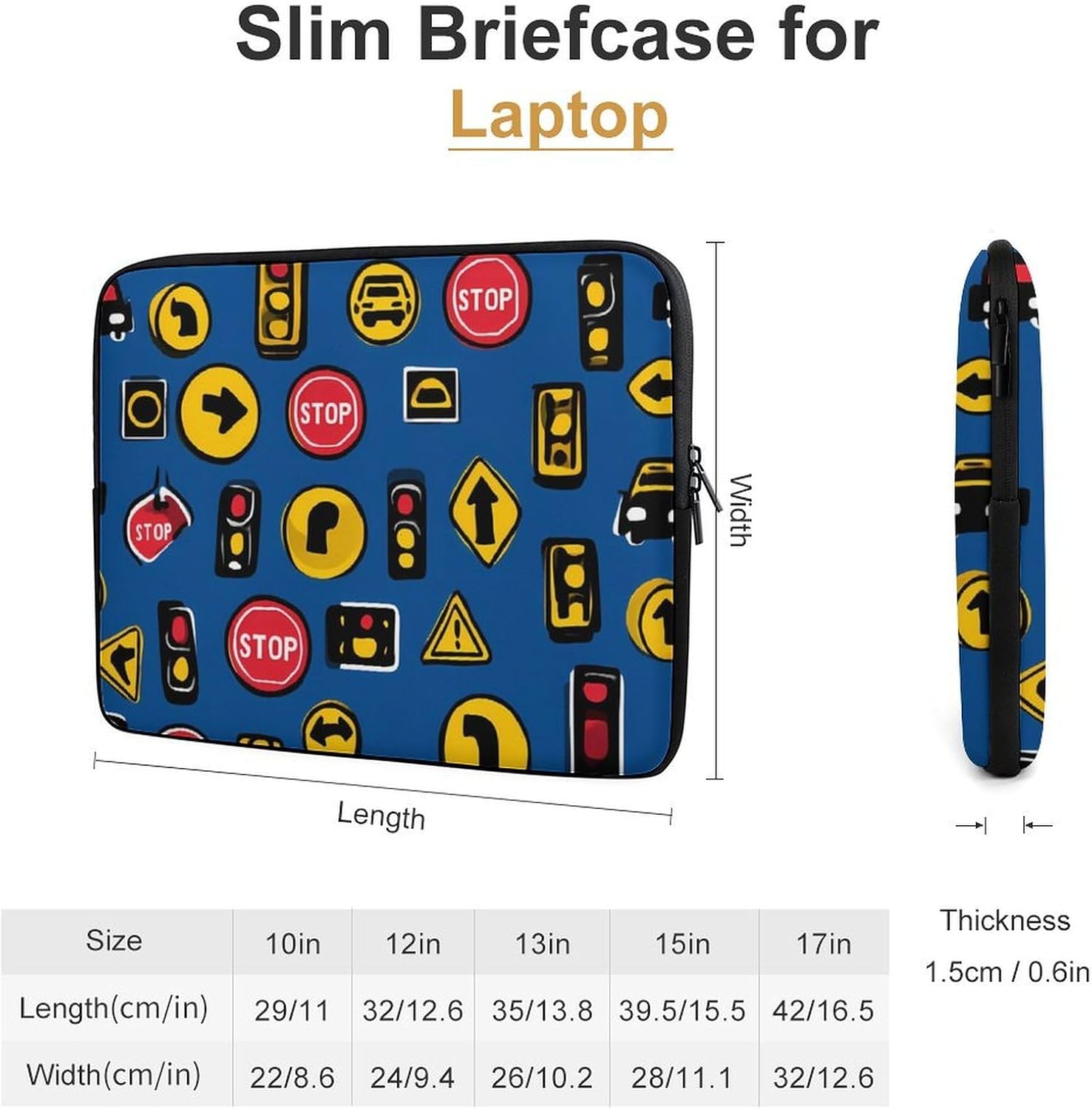 Cartoon Traffic Signs Laptop Case Sleeve Computer Tablet Bag 10inch image 2