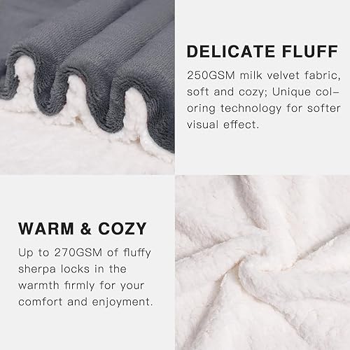 Miniatura 4 de Manta Sherpa de 520 GSM, cálida y gruesa para invierno, manta suave y acogedora tamaño Queen para cama, manta mullida y acogedora de terciopelo de