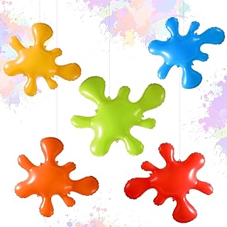 Leinuosen 5 Pcs Giant Inflatable Paint Splatter for Art Paint Party Decorations Large Blow up Splash Balloons for Art Party Decorations Halloween Classroom Prop Kit Birthday Supplies (5 Colors)