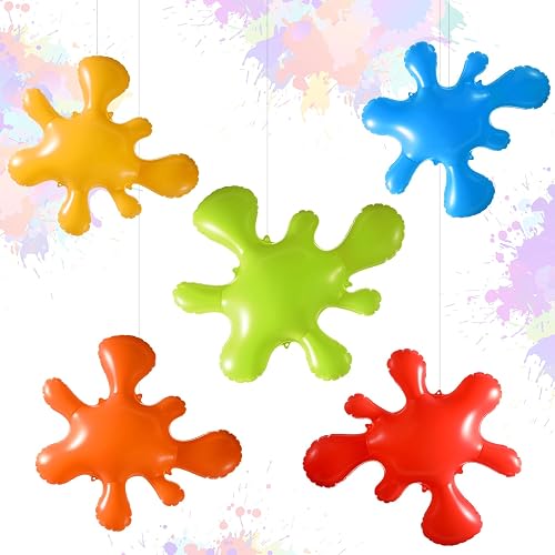 Leinuosen 5 Pcs Rainbow Inflatable Paint Splatter Balloon for Art