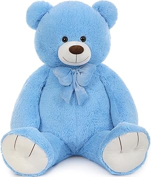 Tezituo Giant Teddy Bear 47 Inch, Soft Big Stuffed Animal Life Size 4 Feet Plush Bear Toy Valentines Christmas Birthday Gift for Girlfriends Kids, Blue